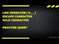 LIKE OPERATOR - ESCAPE CHARACTER WILD CHARACTER