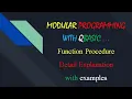 Modular Programming in QBASIC Function Procedure detail explanation with examples