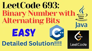 LeetCode 693 Binary Number with Alternating Bits EASY C JAVA Detailed Solution