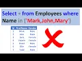 Sql server select where in list
