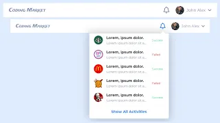 Profile - Notification Dropdowns using HTML CSS Jquery