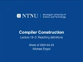 TDT4205 Compiler Construction lecture 19-3 Reaching definitions analysis