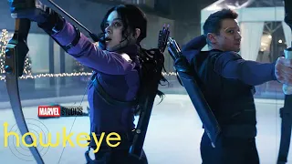 So many trick Arrows Kate Clint vs Tracksuit Mafia - Ice Rink fight scene Hawkeye Episode 6