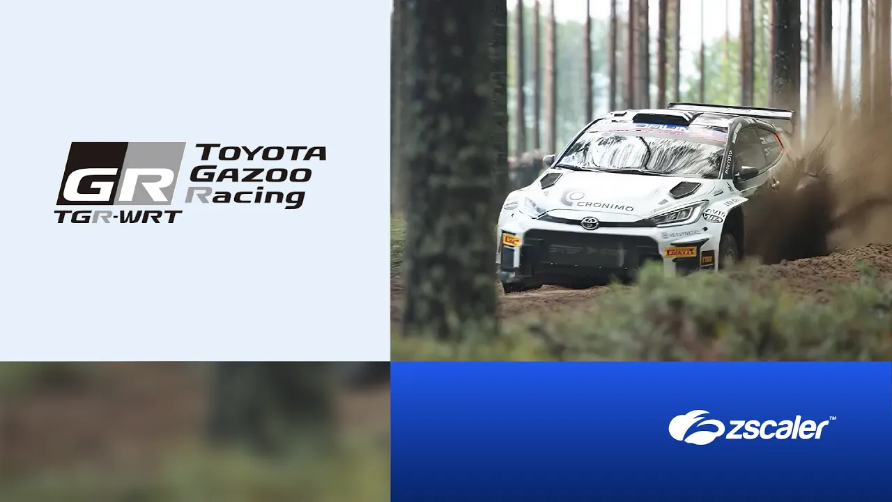 The video opens with a split screen showing the Zscaler and Toyota Gazoo Racing logos. It then transitions to a man…