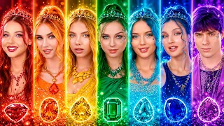 Радужные Девушки Стали Камнями! Рубин vs Янтарь vs Изумруд vs Аквамарин vs Сапфир vs Аметист