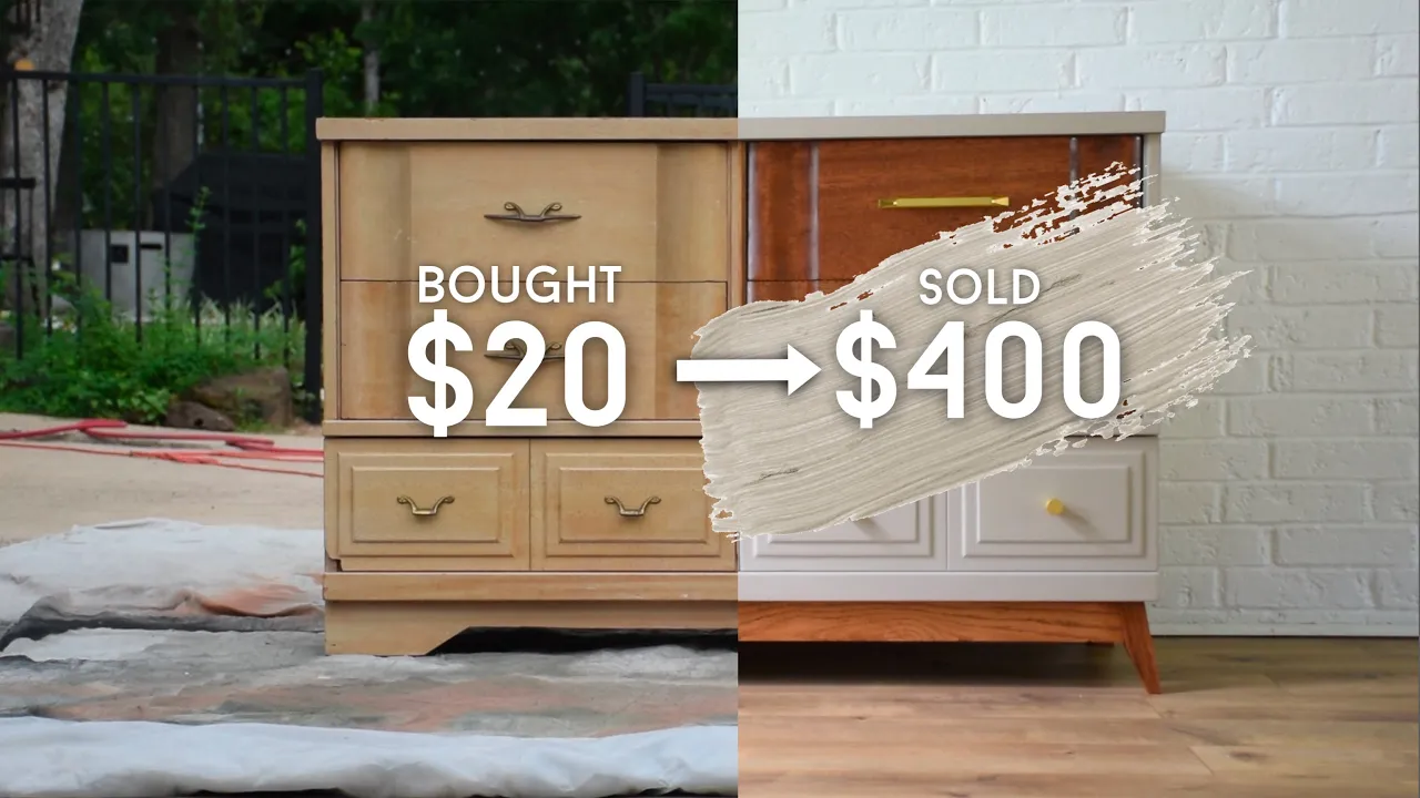 Facebook Marketplace Furniture Makeover with Custom Base // Refinishing Furniture for Profit
