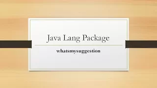 Core Java With - java lang Package