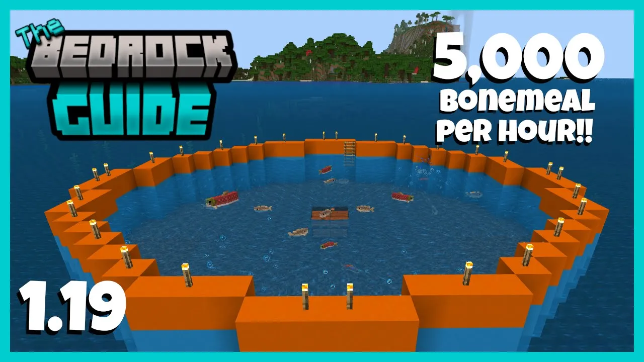 EASY 1.19 Minecraft Bedrock Bonemeal Farm and Fish Farm - (PC, XBOX, PS4, MCPE, Switch)