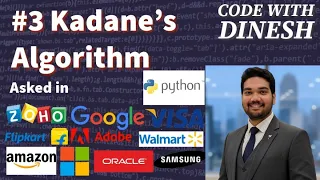 Kadane s Algorithm In Python Maximum Subarray Sum Explained Code With Dinesh