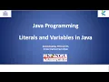 Literals and Variables in Java Java Programming CS Lectures by SKN Constants Variables