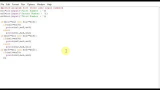 python program Sort three user input numbers