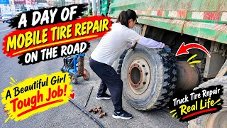 A Girl Takes on Mobile Tire Repair | A Tough Job Not Every Woman Can Do!