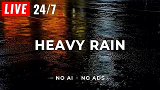 🔴 Heavy Rain to Sleep FAST - Stop Insomnia, Block Noise with Rainstorm