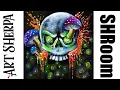 Mushrooms and Skull Spooky Magic Beginners Learn to paint Acrylic Tutorial Step by Step