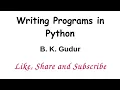 Writing Programs in Python on Module-1