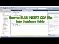 BULK INSERT CSV file into a database using SQL Server Using Query