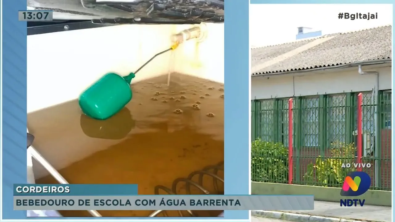 Bebedouro de escola com água barrenta em Itajaí