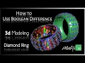 How to Use Boolean Difference in Matrix 9 0 Diamond Ring 3d Modeling - CAD