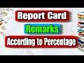 Report Card Remarks by Percentage Teacher Tips for Student Progress