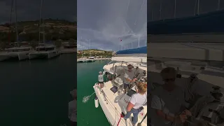 Learning to dock a new boat! #sailing #medmooring #mooring #docking #dockingaboat