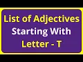 List of Adjectives Words Starting With Letter - T