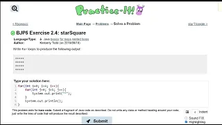 Java Practice It 2 4 starSquare nested for loops