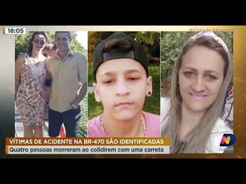 Vítimas de acidente na BR-470 são identificadas, quatro pessoas morreram ao colidirem contra carreta