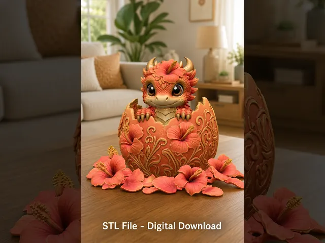 Hibiscus Hatchling Dragon STL File for 3D Print video thumbnail