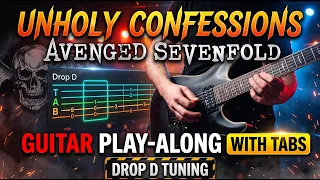 Video thumbnail for Avenged Sevenfold — Unholy Confessions (Drop D Tuning) — Guitar Play Along TAB