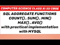 SQL AGGREGATE FUNCTIONS count sum min max AVG