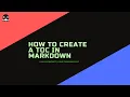 How to create a table of content in markdown and vs code