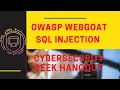 OWASP WebGoat SQL Injection Cybersecurity