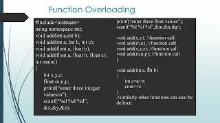 Passing arguments to a function Function overloading Recursive function