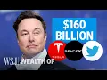 How Elon Musk s Net Worth Sways With Tesla SpaceX and Twitter s Volatility WSJ