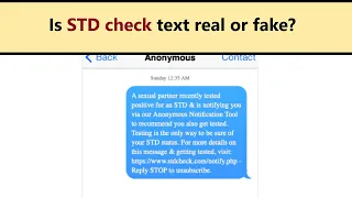 STDcheck text notification - scam prank or legit anonymous warning