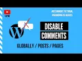 DISABLE Comments in Wordpress wordpress tutorial for beginners