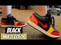 Jordan 1 Low Black Multi Color Unboxing On Feet