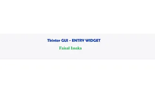 Tkinter GUI - The Entry Widget
