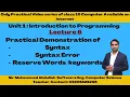 Computer Class 10 Chapter 1 Lecture 6 Syntax Syntax Error Reserve Words With Practical
