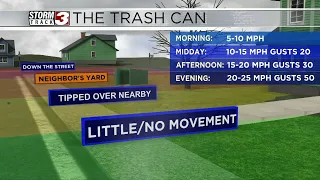 Wind gusts in the WSIL region on Tuesday could send your trash can into your neighbor s yard