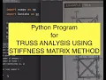 Python Program for Truss Analysis using the Stiffness Matrix method