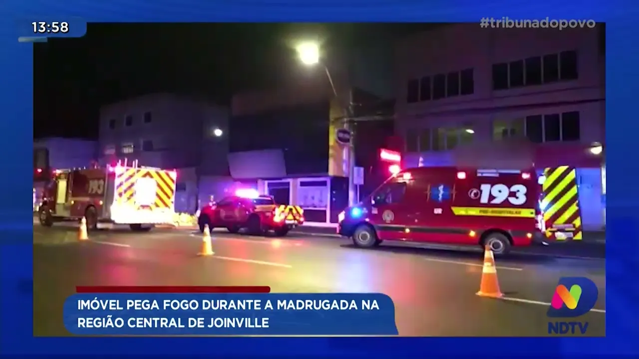 Imóvel pega fogo durante a madrugada na região central de Joinville