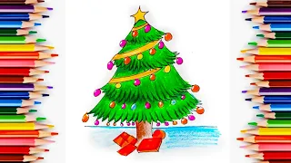 Christmas 🎄 Drawing Beautiful Christmas tree drawing Easy drawing @Artistabhimanyu9216