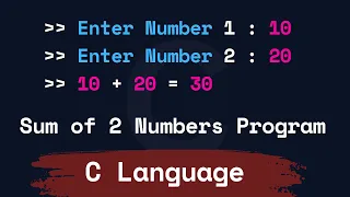 C Program to Find the Sum of 2 Numbers Add Two Numbers Entered By the user