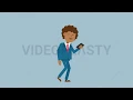 Black Corporate Man Walking Looking at His Cellphone MOV GIF