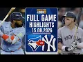 EN VIVO Resumen completo del juego Toronto Blue Jays vs New York Yankees 15 de agosto de 2026