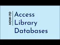 How to Access Library Databases Lone Star College