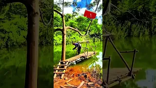 🏝️ He Built a Home Over Water With Bamboo! 🤯 #shorts