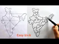 India map with state India state map easy trick How to draw India map with state easily