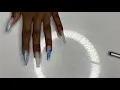 Long Coffin Soft White Marble Swirl Acrylic Nail